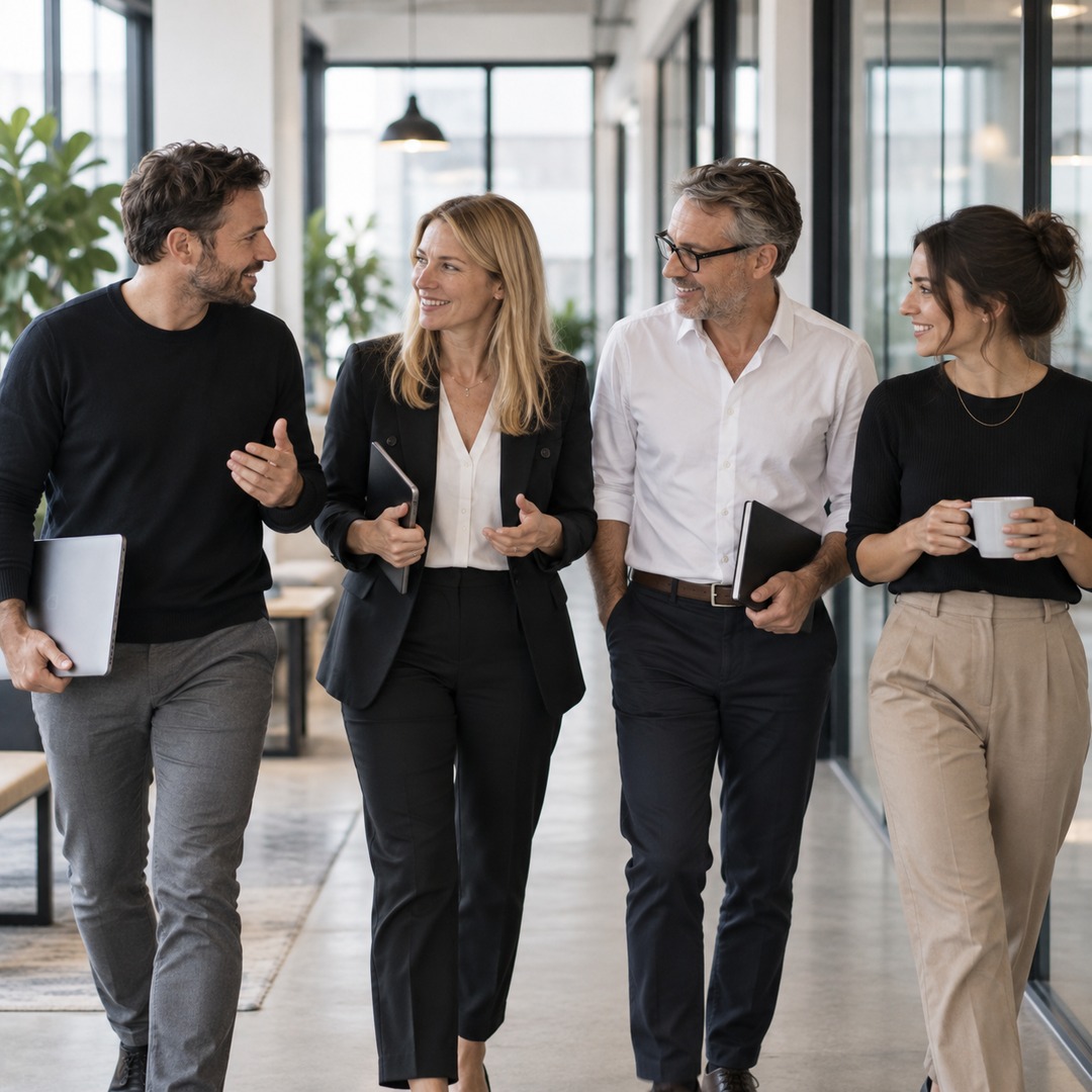 Team im Gespräch in einem modernen Büro